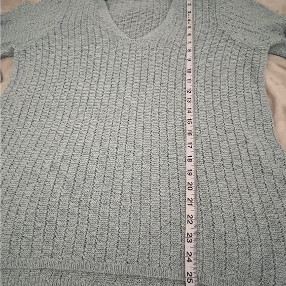 J Jill Sweater Womens XL Crochet Open Knit‎ V-Neck Agean Mist Coastal A5 - Picture 6 of 9